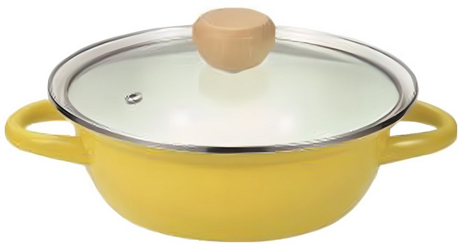 PEARL LIFE 珍珠金屬 琺瑯多用途鍋 附琺瑯玻璃蓋 1-2人用 IH適用 HB-6997, 18cm, 黃色, 1個