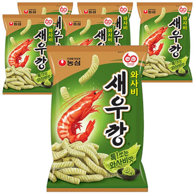농심 와사비 새우깡, 70g, 6개