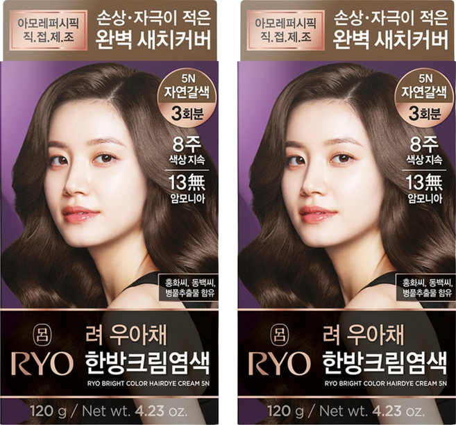 려 우아채 영양 새치염색, 5N자연갈색, 2개