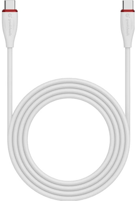 grantclassic Flex USB-C to USB-C 240W 液態矽膠充電線 白色 200cm 柔軟親膚, 1條