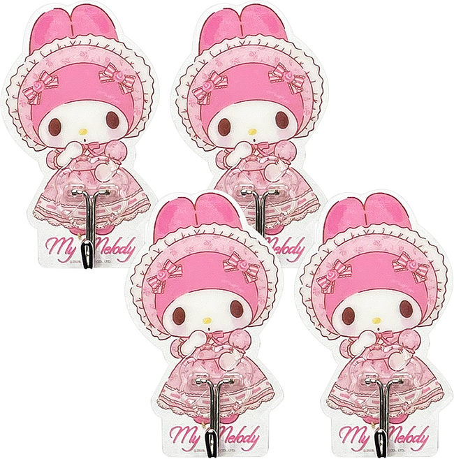 Sanrio 三麗鷗 美樂蒂無痕掛勾 SMM3021 99 x 61 x 20mm, 玫瑰少女, 4個