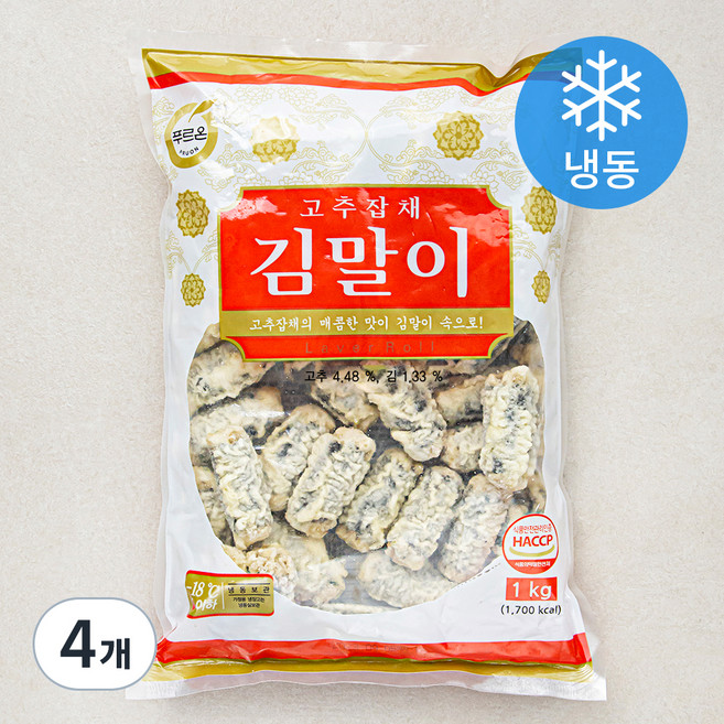 푸르온 고추잡채 김말이 (냉동), 1kg, 4개
