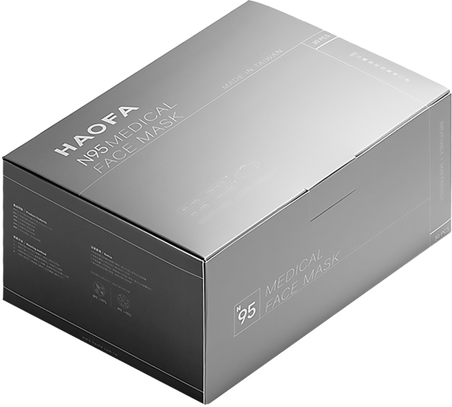 HAOFA 氣密型N95立體醫療口罩 防曬活性碳款 S, 30片, 1個, 丁香碳