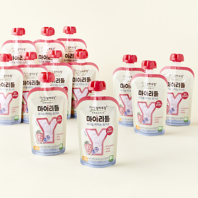 상하목장 유기농 인증 마이리틀 짜먹는 요구르트 딸기블루베리, 85g, 1개입, 12개