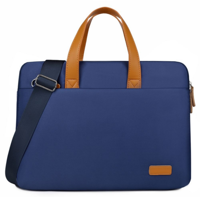 單肩手提防潑水大容量防摔筆電收納包, 深藍色, 1個