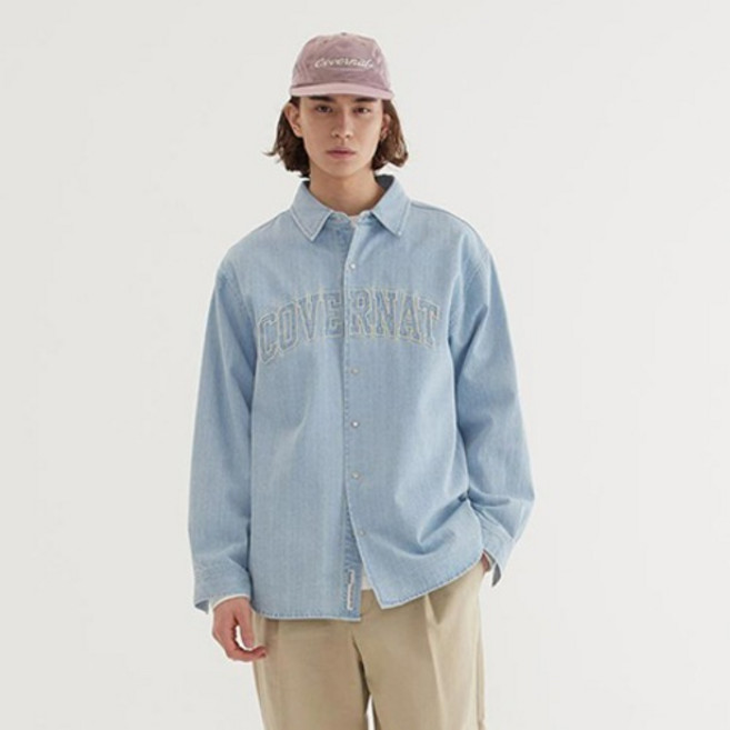 커버낫 남녀공용 아치 로고 데님 셔츠