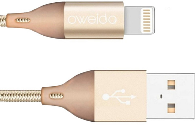 OWEIDA 歐威達 MFI認證 iPhone 高速編織線, 1.8m, 白金色, 1條
