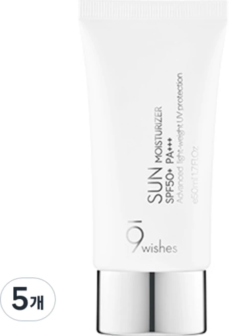 나인위시스 썬 모이스처라이저 SPF50+ PA+++, 50ml, 5개 - 쿠팡