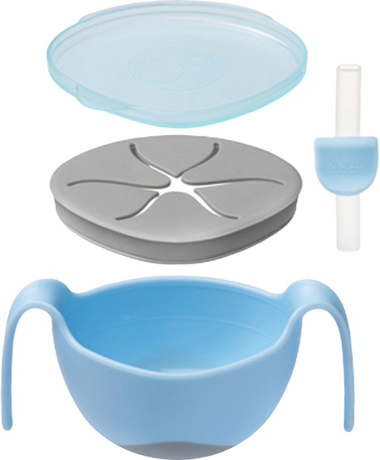 b.box 三用碗 專利吸管 6個月以上適用, 馬卡龍藍, 1組