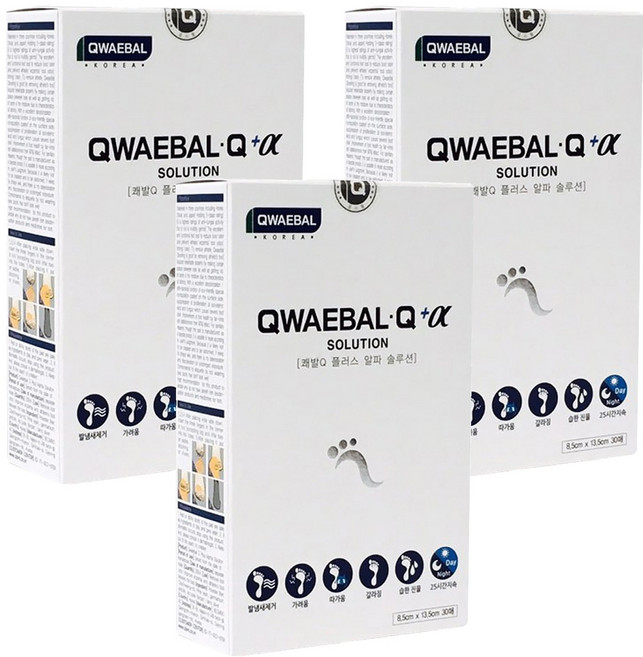 쾌발Q 플러스 알파 솔루션 발냄새 제거제, 30개입, 3개