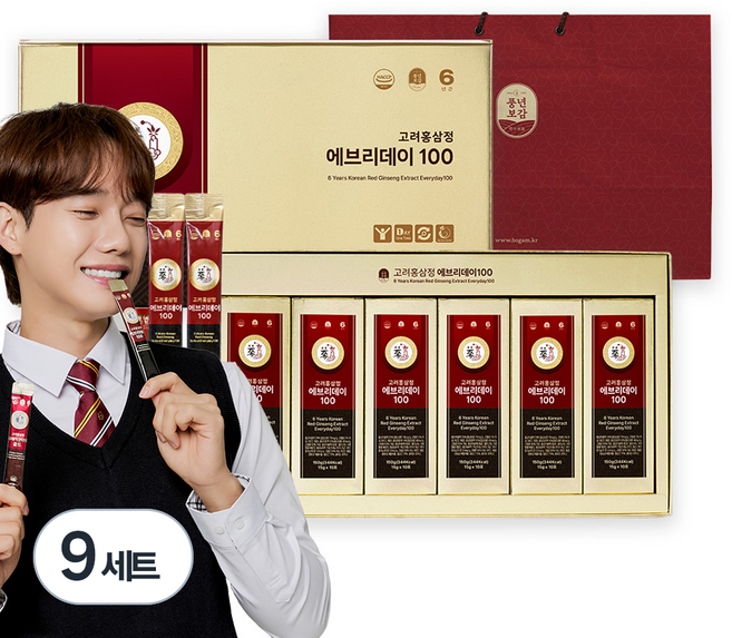 풍년보감 6년근 고려홍삼정 에브리데이100 60포 세트 + 쇼핑백, 900g, 9세트