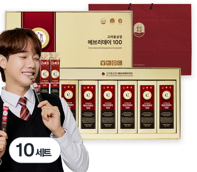 풍년보감 6년근 고려홍삼정 에브리데이100 60포 세트 + 쇼핑백, 900g, 10세트