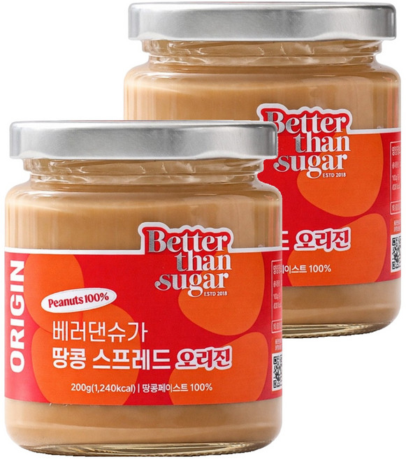 베러댄슈가 땅콩 스프레드 오리진, 2개, 200g