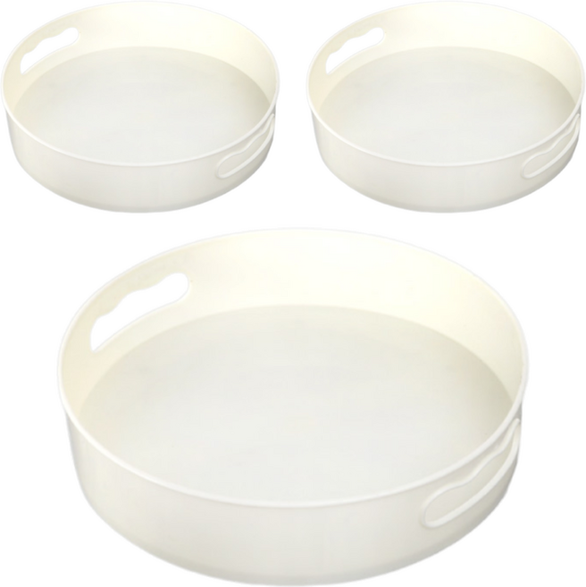 小麥購物 多功能旋轉收納盤 C018 170g, 象牙白, 3包