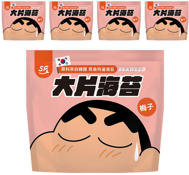 SUNFRIEND 蠟筆小新大片海苔 梅子, 5個, 30g
