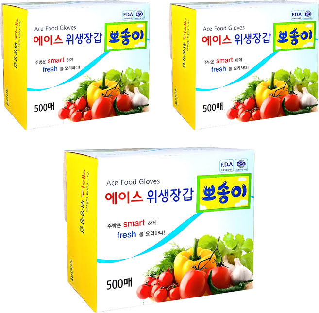 에이스 뽀송이 위생장갑, 500개입, 3개