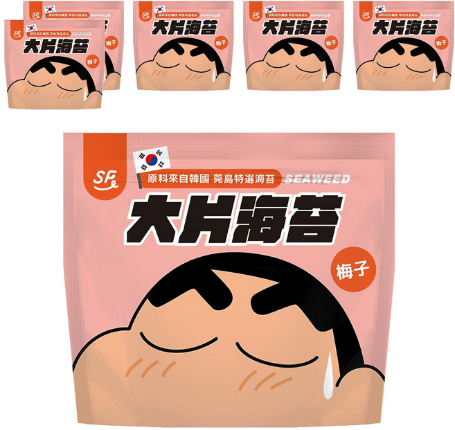 SUNFRIEND 蠟筆小新大片海苔 梅子, 6個, 30g