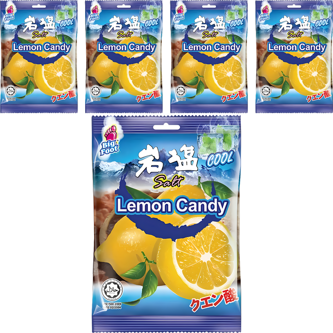 Big Foot 薄荷岩鹽檸檬糖 風味獨特 清涼爽口 鹹酸好滋味, 128g, 5袋