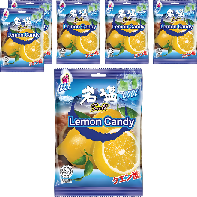 Big Foot 薄荷岩鹽檸檬糖 風味獨特 清涼爽口 鹹酸好滋味, 128g, 6袋