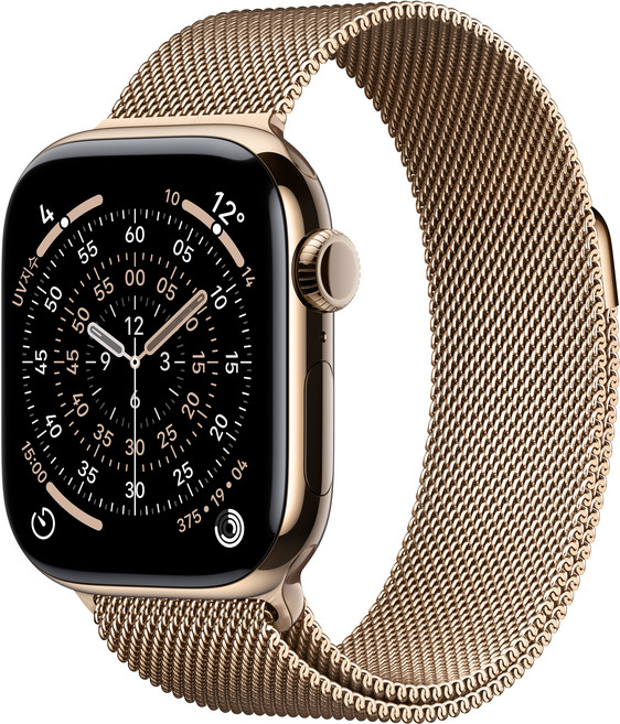 Apple 2025 애플워치 11, 골드, 42mm, GPS+Cellular, 티타늄,골드/골드 밀레니즈 루프, Loop