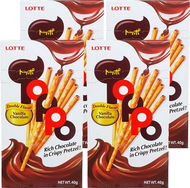 Toppo 夾心餅乾棒 巧克力口味, 40g, 4盒