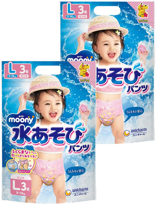 滿意寶寶 moony 玩水褲褲型尿布女童款, L, 6片