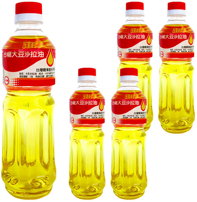 台糖 大豆沙拉油, 0.6L, 5瓶