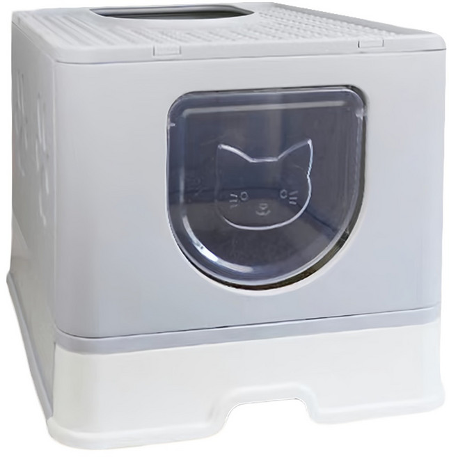 抽屜式貓砂盆, 1個, 灰色