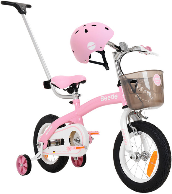 조코 비틀 유아동 체인 자전거12 + 어반 헬멧 세트, 핑크 + 화이트, 91cm, 1개