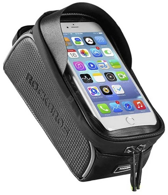 락브로스 자전거용 터치 휴대폰 프레임 가방 017-2BK, 블랙, 1개