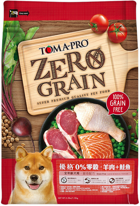 TOMA-PRO 優格 全齡犬用 零穀乾糧, 1.13kg, 1袋, 羊肉  +  鮭魚