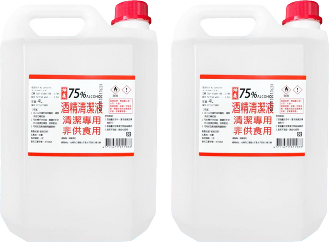 坤展 75%酒精清潔液, 4L, 2桶