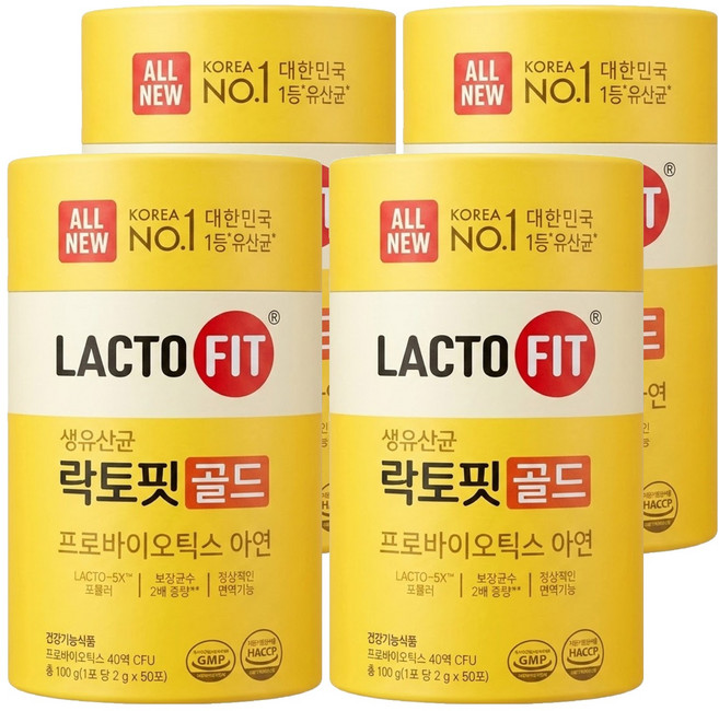 Chong Kun Dang 鍾根堂 LACTO-FIT 大童與成人款 益生菌粉狀食品, 50包, 2g, 4罐