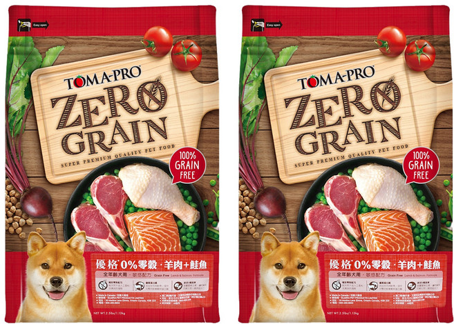 TOMA-PRO 優格 全齡犬用 零穀乾糧, 羊肉 + 鮭魚, 1.13kg, 2袋