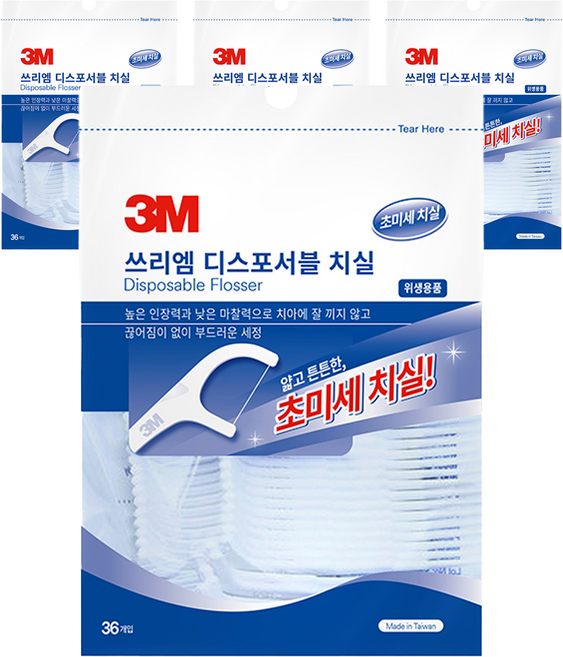 쓰리엠 싱글라인 일회용 치실, 36개입, 4개