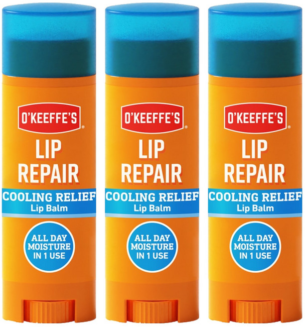 오킵스 립리페어 립밤 스틱, 쿨링 릴리프, 4.2g, 3개