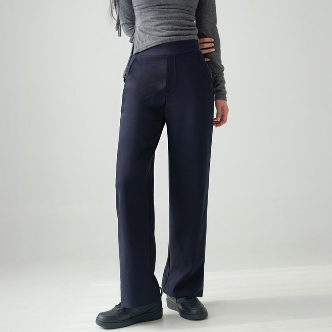 Cotton Closet 女款寬版柔軟彈性鬆緊帶西裝褲