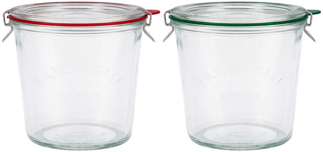 인블룸 아르떼 테이퍼드 유리용기 580ml 딥그린 + 딥레드 세트, 1세트