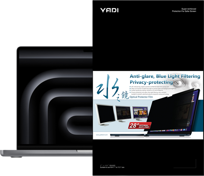 YADI 亞第 獨特磁吸 14.2吋 水之鏡防窺片 Apple MacBook Pro 14 M3 A2918專用 308 x 202mm, PF4PPC-AP-PRO-14-21, 1個