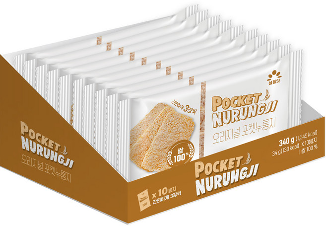 심플잇 오리지널 포켓누룽지, 34g, 10개