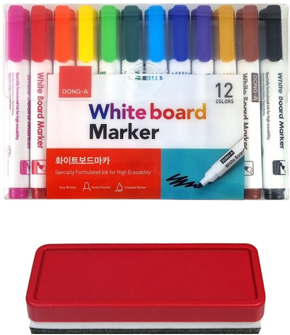 동아 화이트 보드마카 + 보드지우개, 혼합색상, 1개