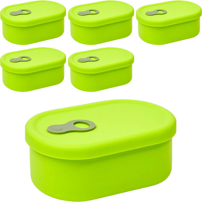 심볼라 실리팝 스팀홀 실리콘 팩 전자레인지 용기 그린애플, 6개, 200ml