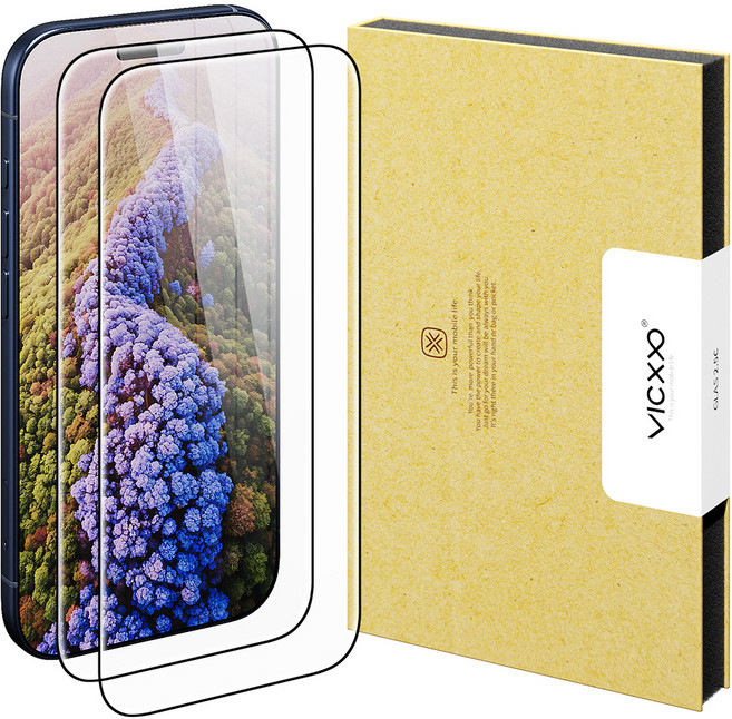 빅쏘 고투명 아이폰 강화유리 휴대폰 액정보호필름 2매, 1세트