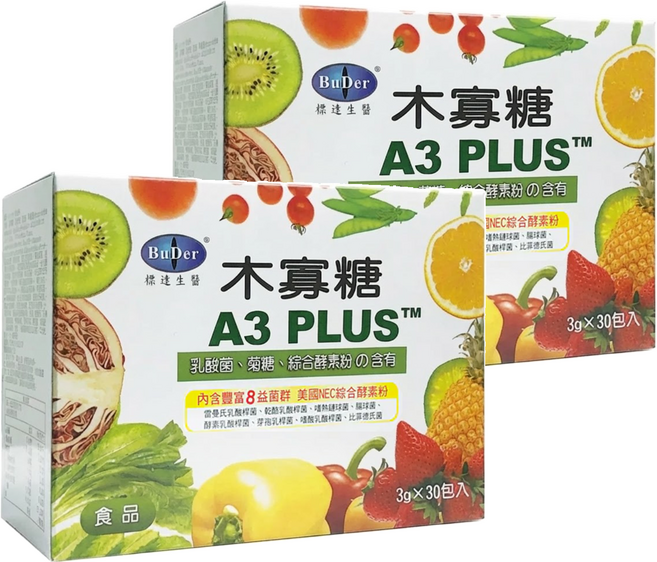 BuDer 標達生醫 木寡糖 A3 PLUS 內含豐富8益菌群 菌數達500億以上 美國Deerland大廠綜合酵素 SGS檢驗不含農藥、重金屬等, 90g, 2盒