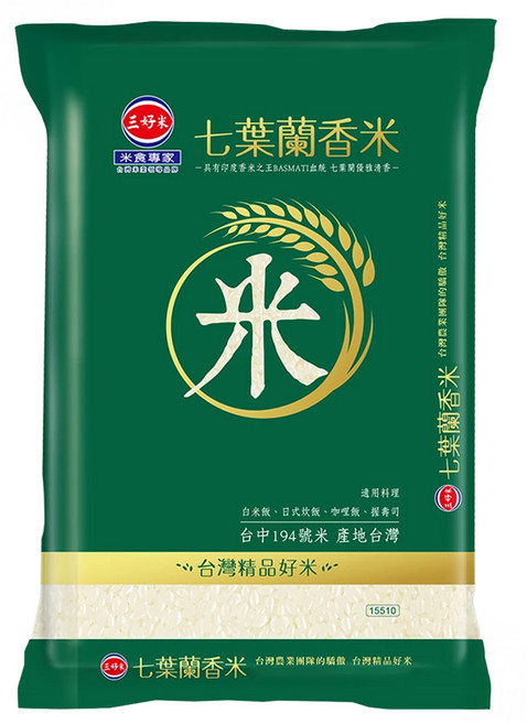 三好米 履歷七葉蘭香米 一等米, 1.5kg, 1包
