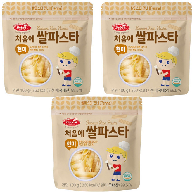 베베스트 처음에 쌀파스타 현미, 100g, 3개