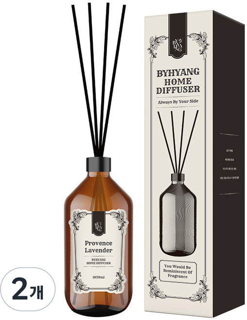 바이향 대용량 홈 디퓨저, 2개, 1.05L, 프로방스라벤더