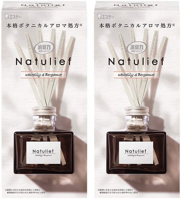 ST 雞仔牌 Natulief 室內用擴香瓶 含6個紙棒, 白百合+佛手柑, 2瓶, 80ml