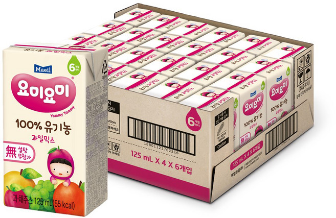 요미요미 유기농 주스 과일믹스, 125ml, 24개