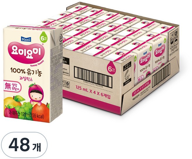 요미요미 유기농 주스 과일믹스, 125ml, 48개